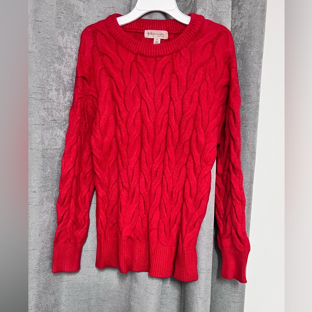Philosophy Vibrant Red Cable Knit Sweater